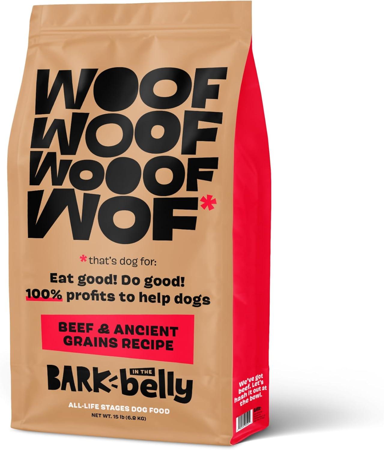 imageBark in The Belly Beef amp Ancient Grains Recipe Premium Dog Food  4 lb Bag 18 kgBeef