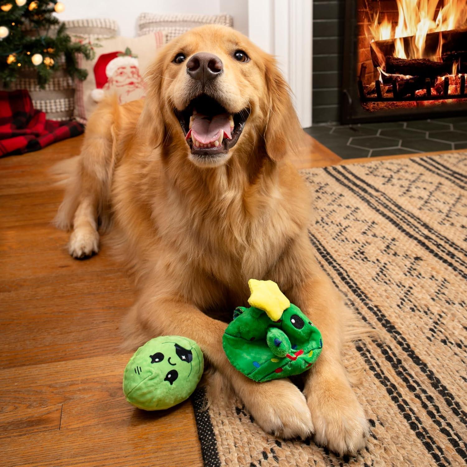 imageBarkbox 2 in 1 Interactive Plush Dog Toy  Rip and Reveal Toy for Dogs and Puppies  Stimulating Squeaky Pet Toys  Prickly Pete SmallChristmas Consuela