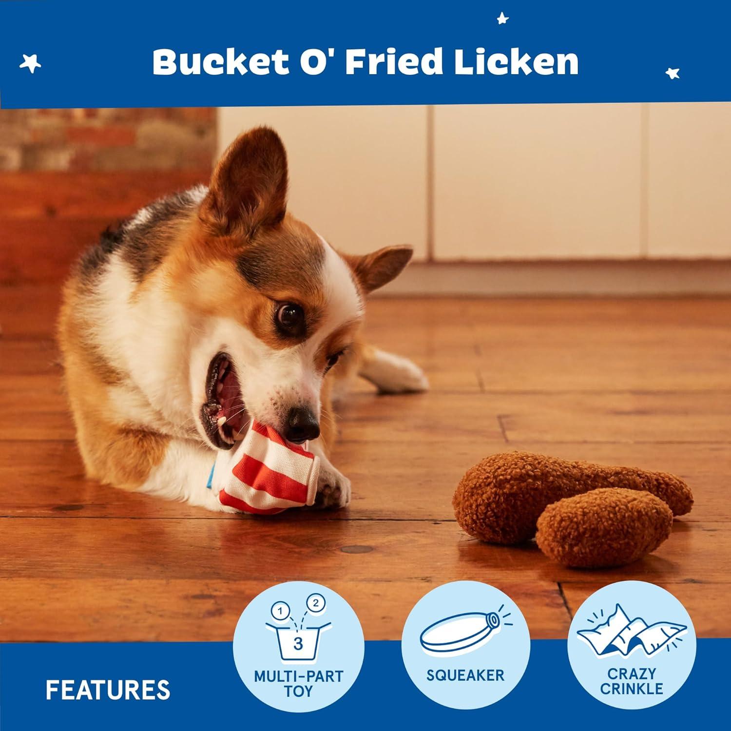 imageBarkbox 2 in 1 Interactive Plush Dog Toy  Rip and Reveal Toy for Dogs and Puppies  Stimulating Squeaky Pet Toys  Sub Zero Camping Hero SmallBucket oFried Licken