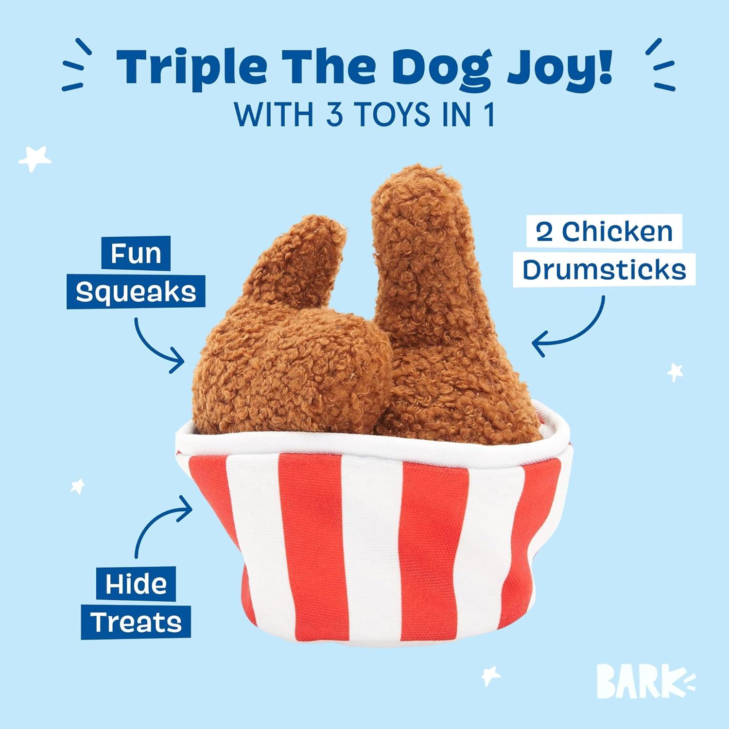 imageBarkbox 2 in 1 Interactive Plush Dog Toy  Rip and Reveal Toy for Dogs and Puppies  Stimulating Squeaky Pet Toys  Sub Zero Camping Hero SmallBucket oFried Licken