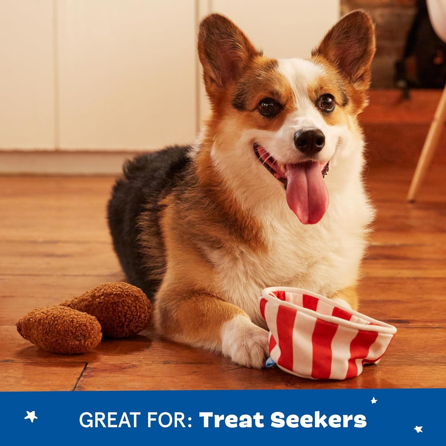 imageBarkbox 2 in 1 Interactive Plush Dog Toy  Rip and Reveal Toy for Dogs and Puppies  Stimulating Squeaky Pet Toys  Sub Zero Camping Hero SmallBucket oFried Licken