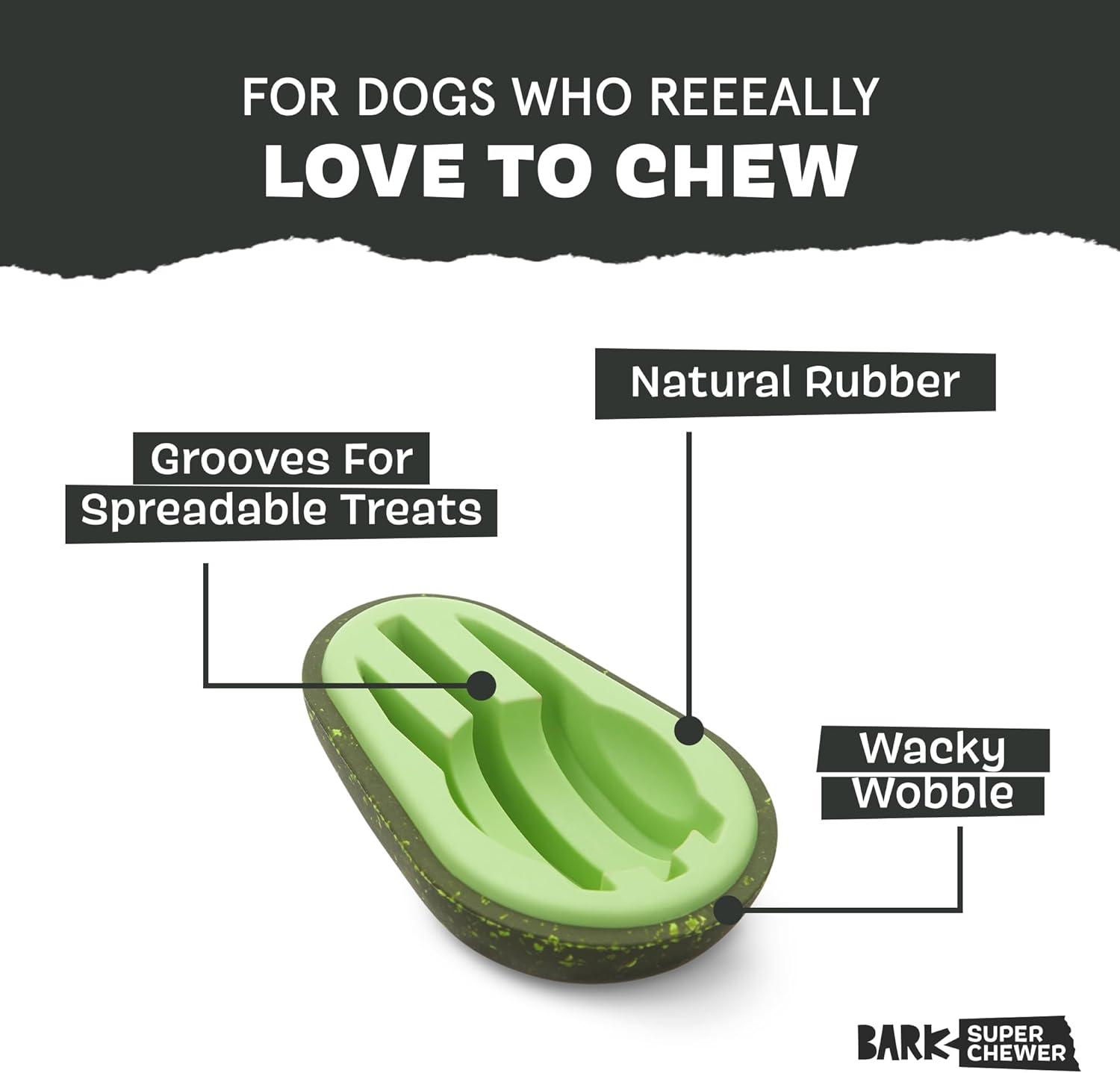 imageBarkbox Avocadoggo Dog Toy  Natural Rubber Wobble Shape Perfect for Peanut Butter amp Dishwasher Safe  Dog Toy for Aggressive ChewersAvocadoggo
