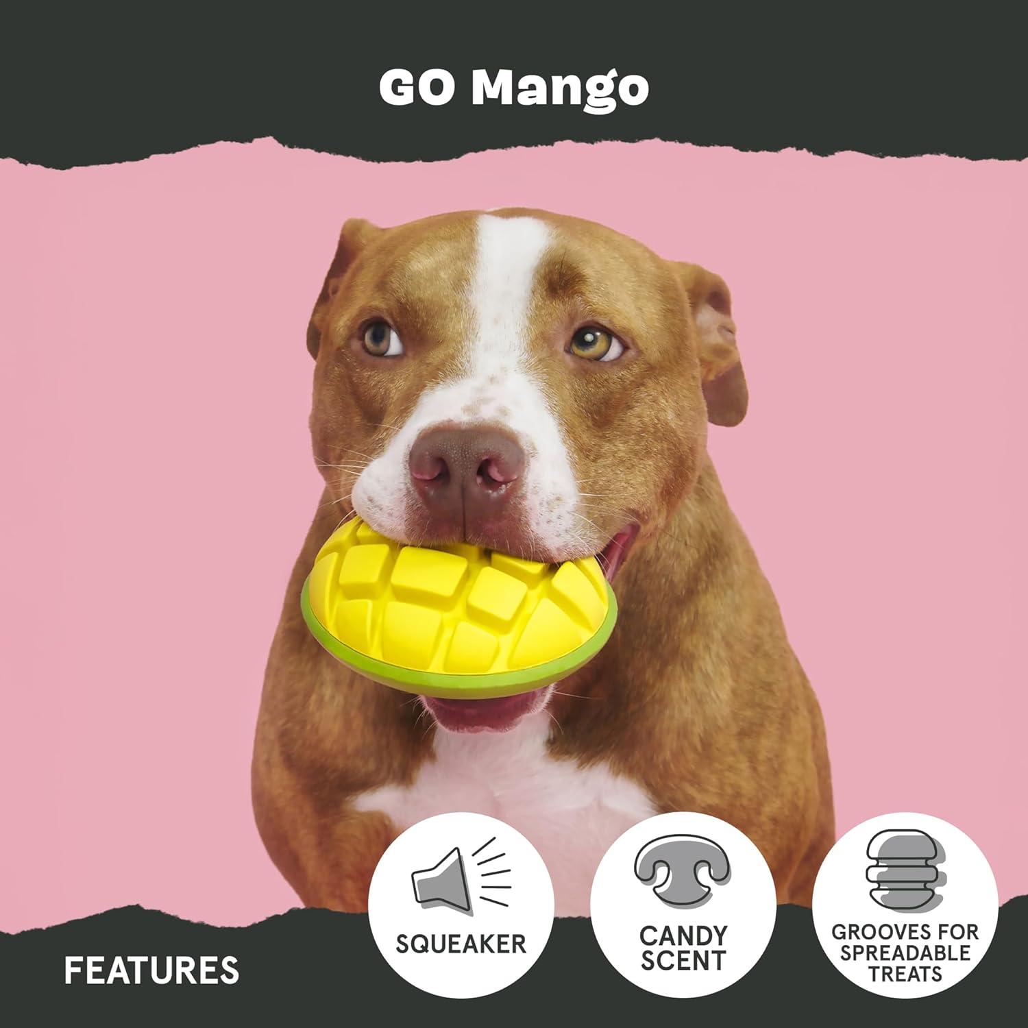 imageBarkbox Avocadoggo Dog Toy  Natural Rubber Wobble Shape Perfect for Peanut Butter amp Dishwasher Safe  Dog Toy for Aggressive ChewersGo Mango