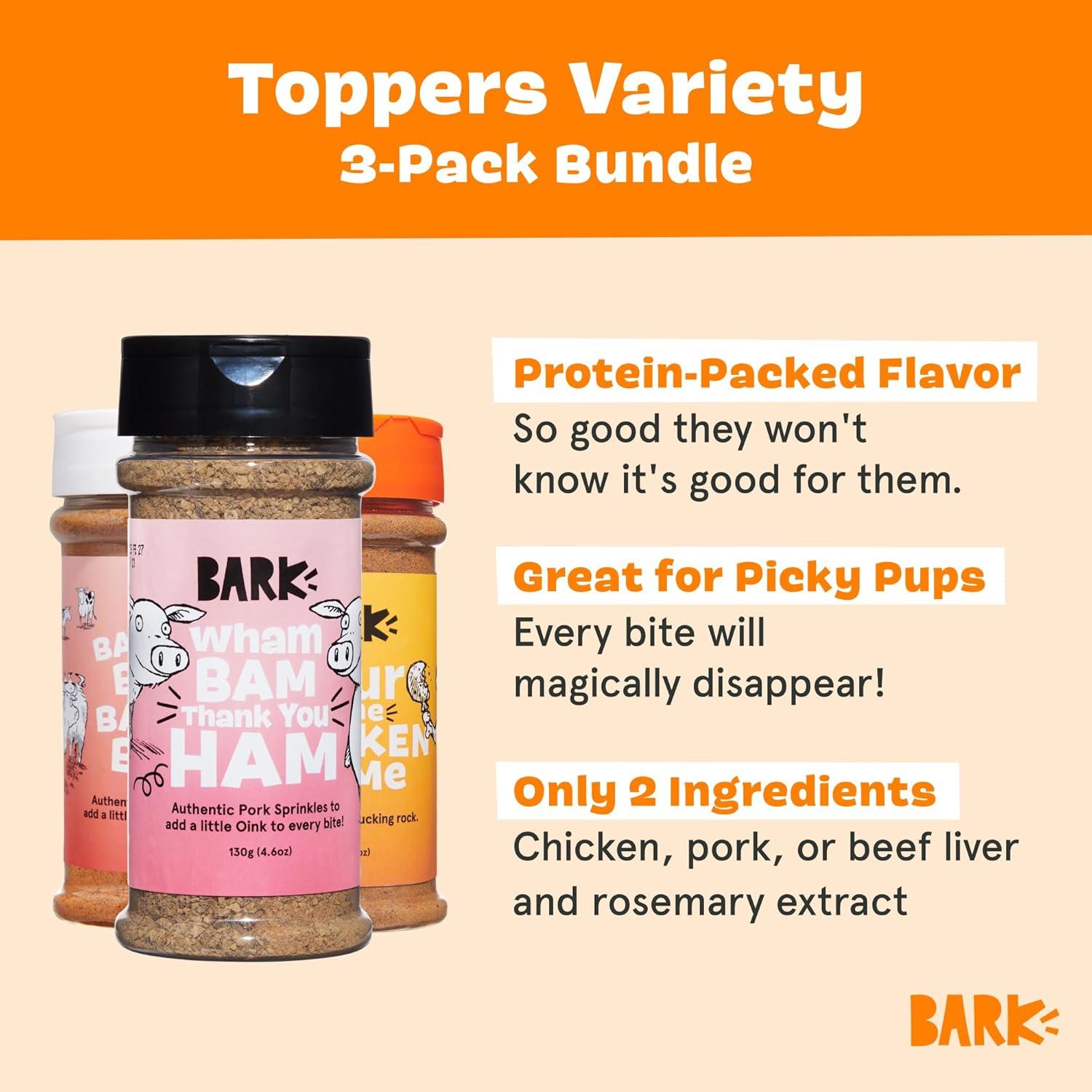 imageBarkbox Bada Bing Beef Dry Dog Food Toppers with High Protein and Limited Ingredients Meal Enhancer for Large amp Small Breeds  46 OzVariety Pack