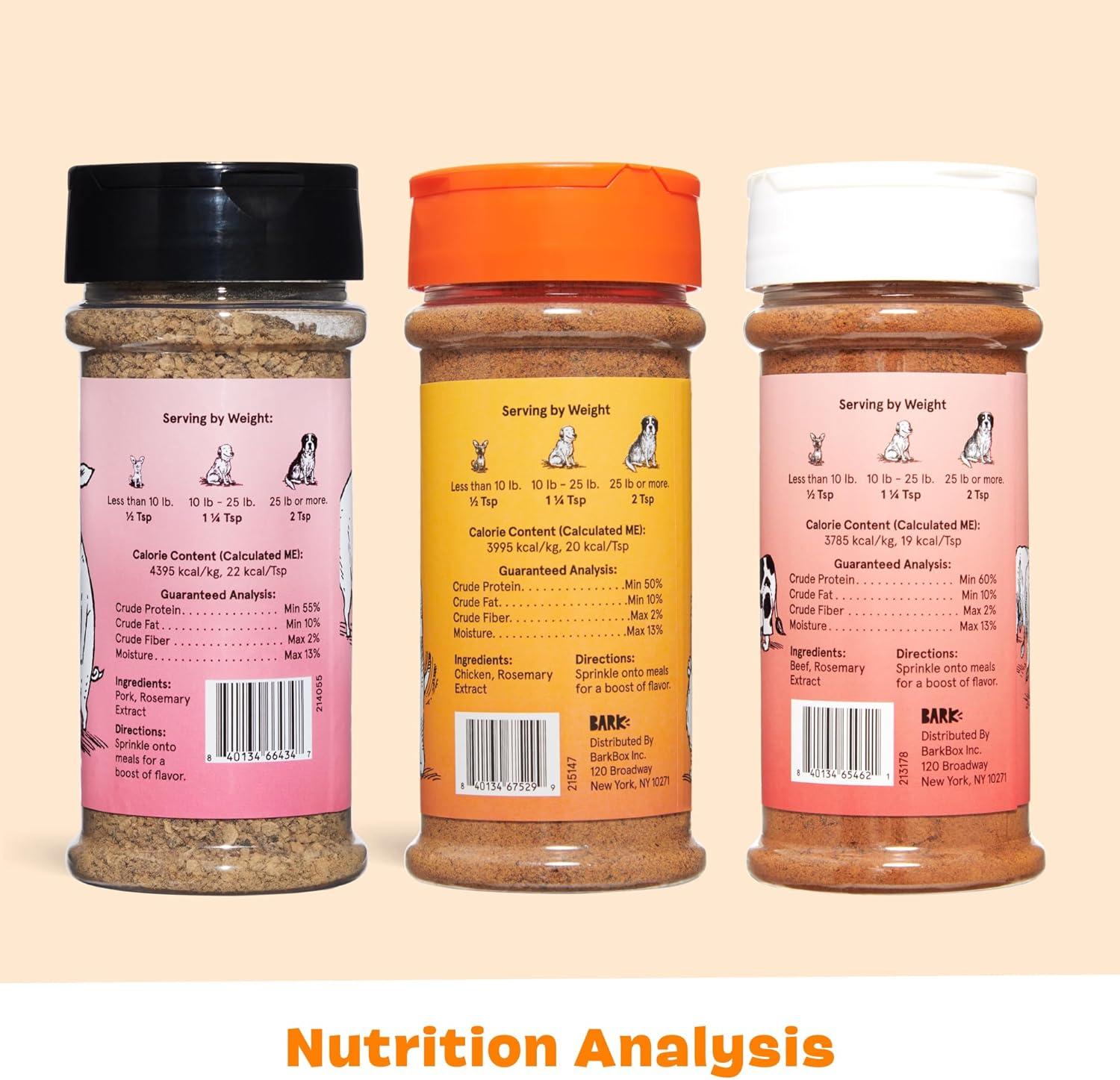 imageBarkbox Beef Dog Treat Topper High Protein Limited Ingredient Mixer Rosemary Extract for Large amp Small Breeds Elevate Dog Food Dining Shake amp Pour for Dog Bowls Pack of 3Variety Pack