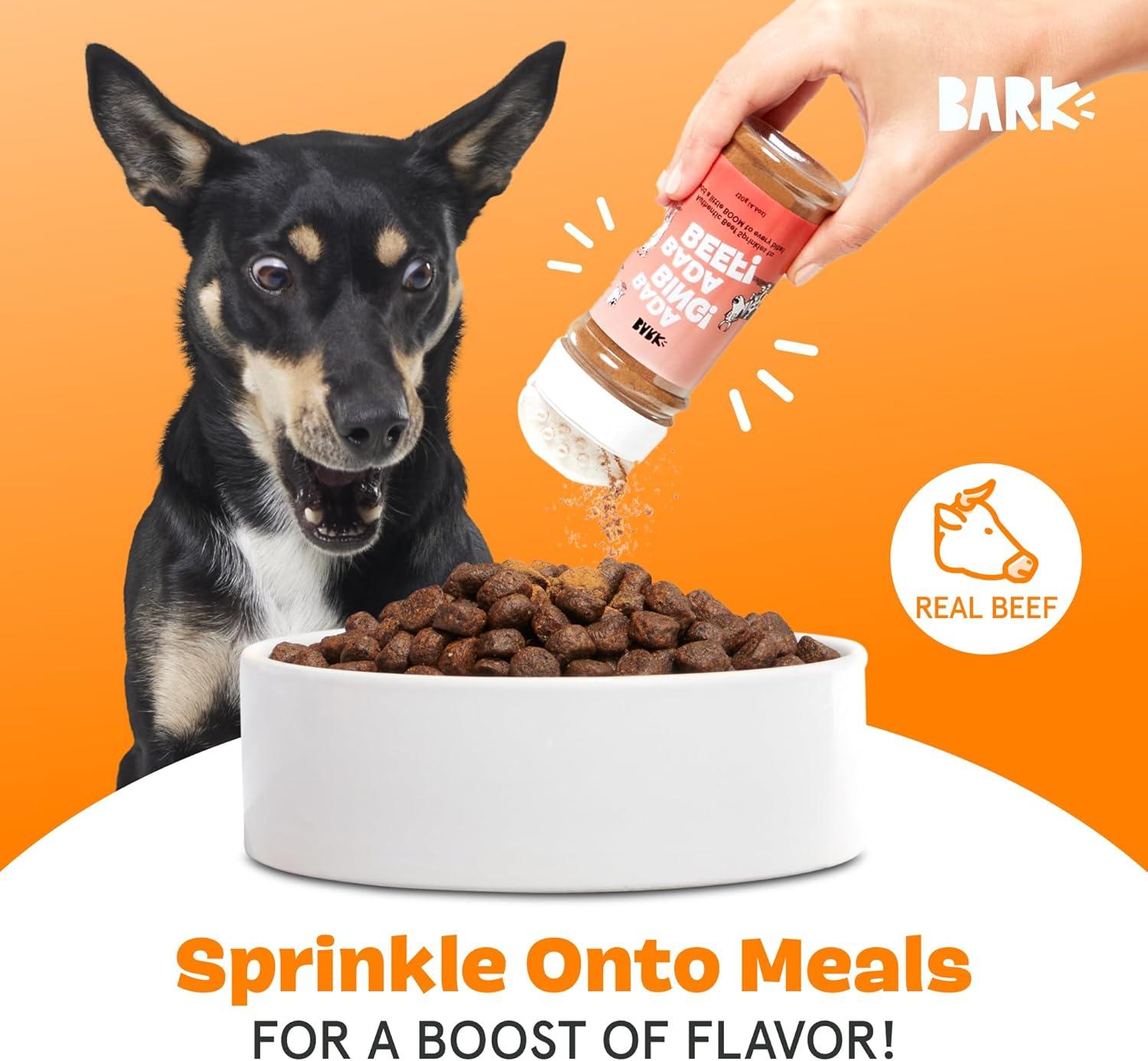 imageBarkbox Beef Dog Treat Topper High Protein Limited Ingredient Mixer Rosemary Extract for Large amp Small Breeds Elevate Dog Food Dining Shake amp Pour for Dog Bowls Pack of 3Bada Bing Bada Beef
