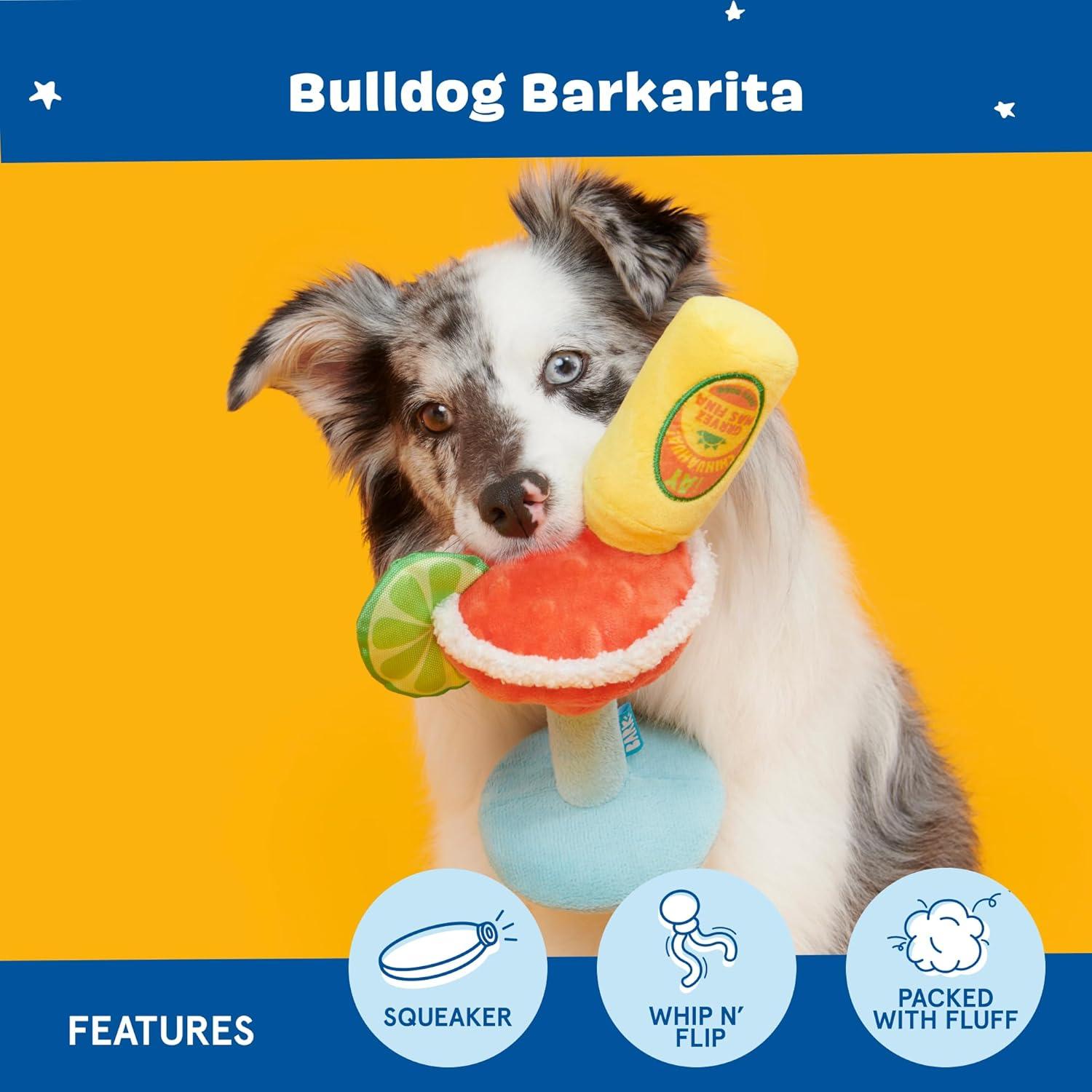 imageBarkbox Bulldog Barkarita Plush Dog Toy Crazy Crinkle and Whip n Flip Features amp Squeakers  Fun Dog ToysBulldog Barkarita