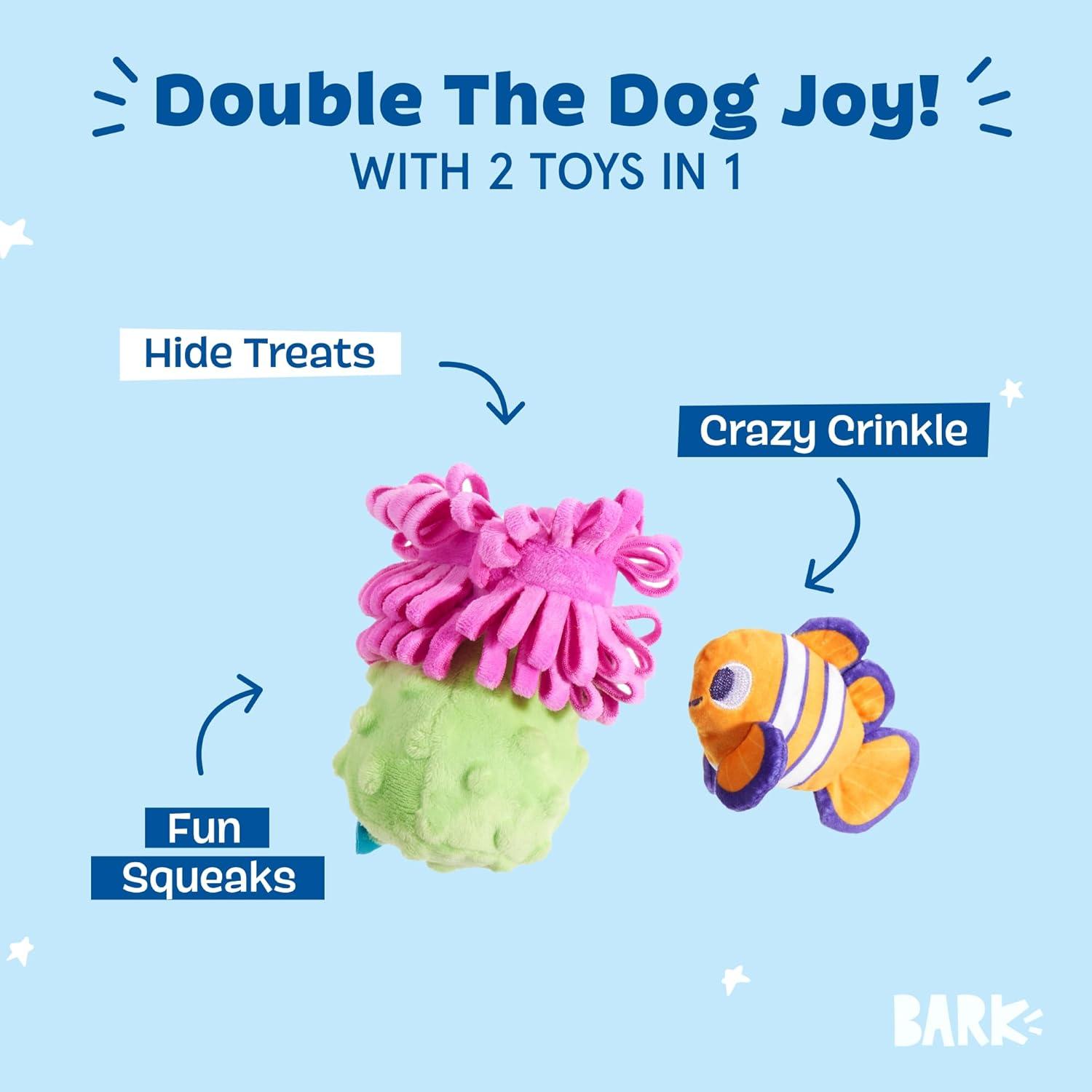 imageBarkbox Clown Fishing Around Plush Toy for Small Dogs  2Part Squeaky Toy with TreatHiding Fun  Perfect for Interactive Play and Mental StimulationClown Fishing AroundSmall