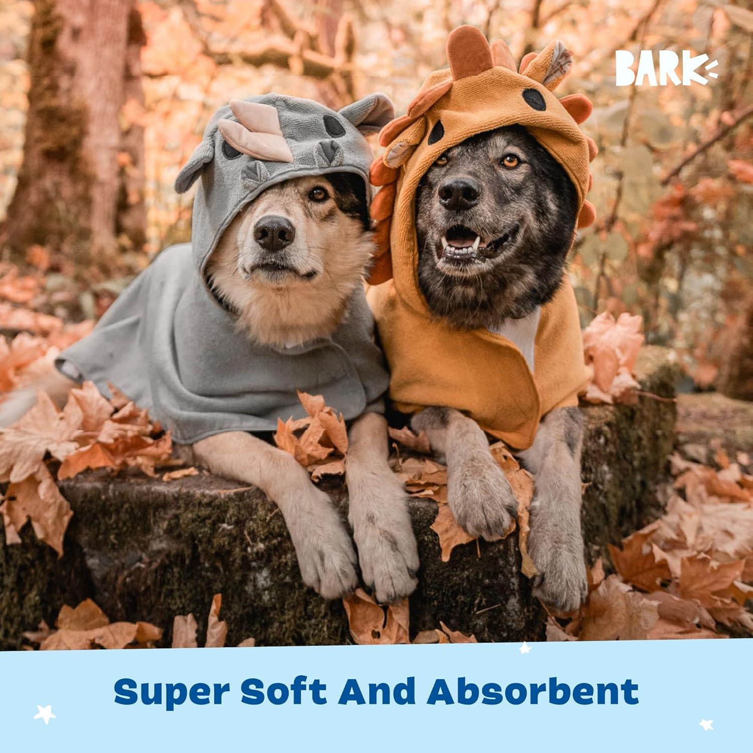 imageBarkbox Dog Bathrobe Fast Drying with Hook and Loop Closure amp Wrap Tie Snuggle Cute Dogs Clothes Easy to Clean Machine Washable Dog Coats and Tumble Dry Low  Lion LargeLionRhino