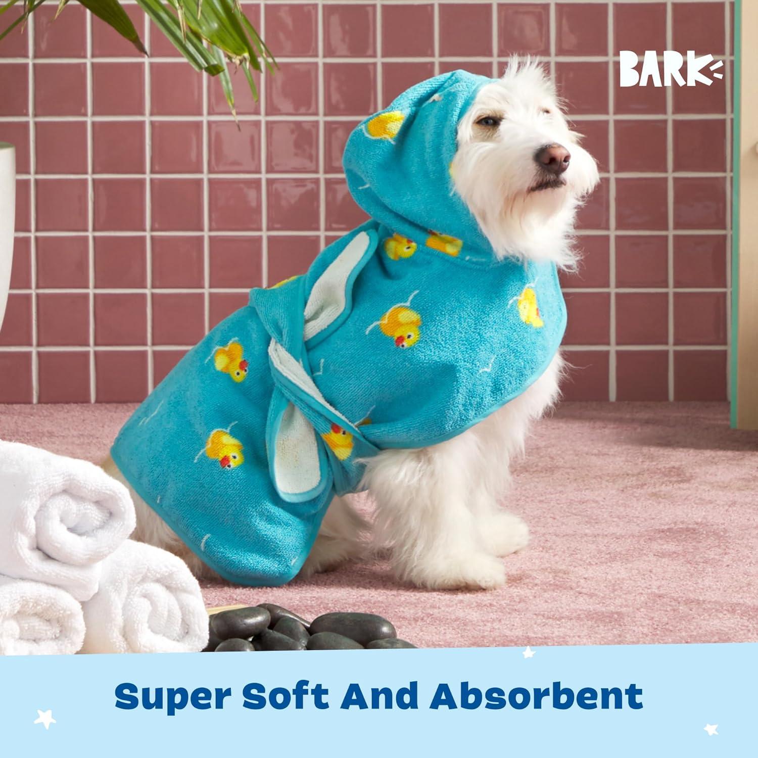 imageBarkbox Dog Bathrobe Fast Drying with Hook and Loop Closure amp Wrap Tie Snuggle Cute Dogs Clothes Easy to Clean Machine Washable Dog Coats and Tumble Dry Low  Lion LargeRubber Duck