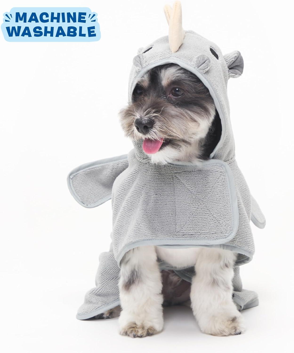 imageBarkbox Dog Bathrobe Fast Drying with Hook and Loop Closure amp Wrap Tie Snuggle Cute Dogs Clothes Easy to Clean Machine Washable Dog Coats and Tumble Dry Low  Lion LargeRhino