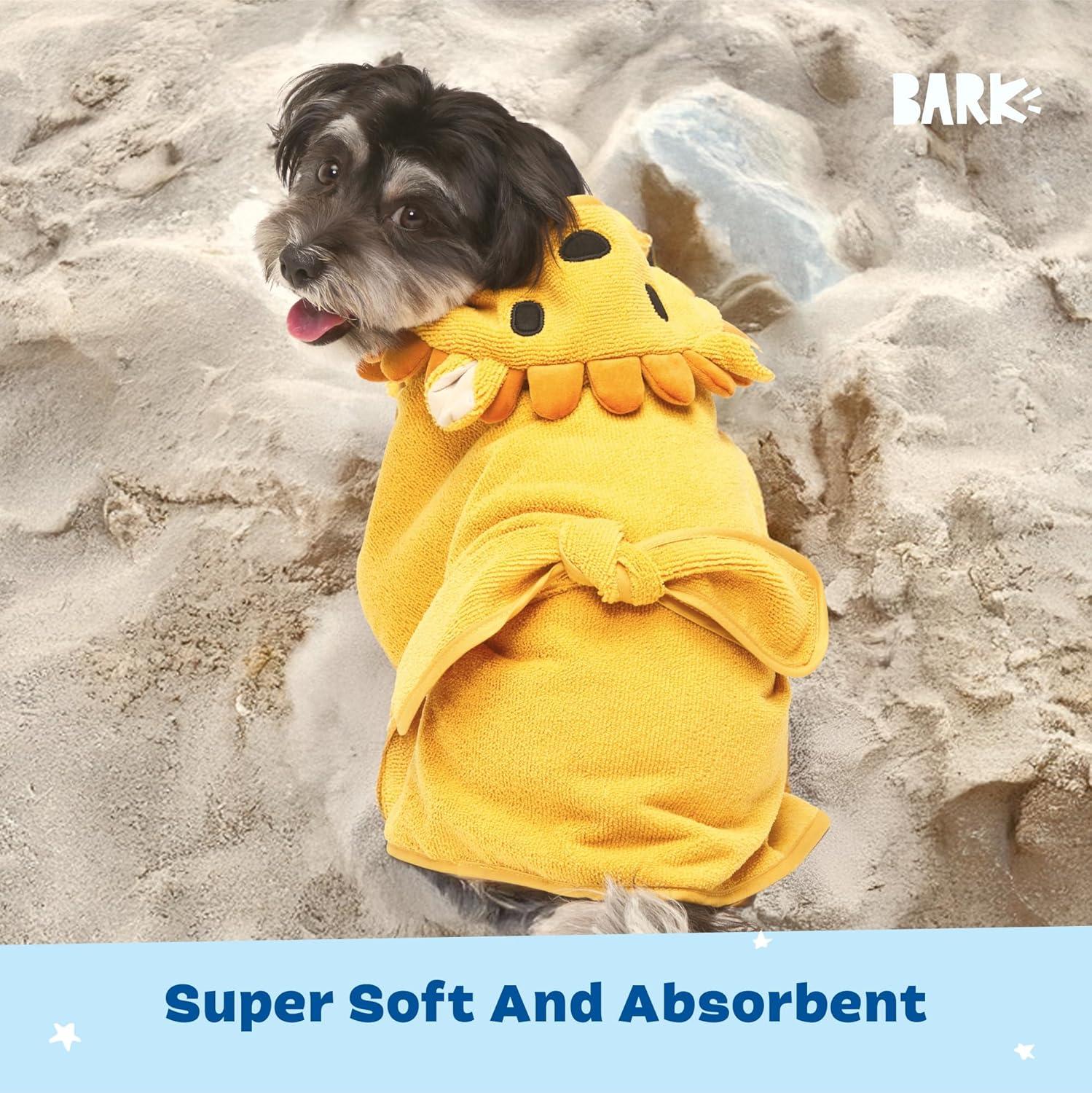 imageBarkbox Dog Bathrobe Fast Drying with Hook and Loop Closure amp Wrap Tie Snuggle Cute Dogs Clothes Easy to Clean Machine Washable Dog Coats and Tumble Dry Low  Lion LargeLion