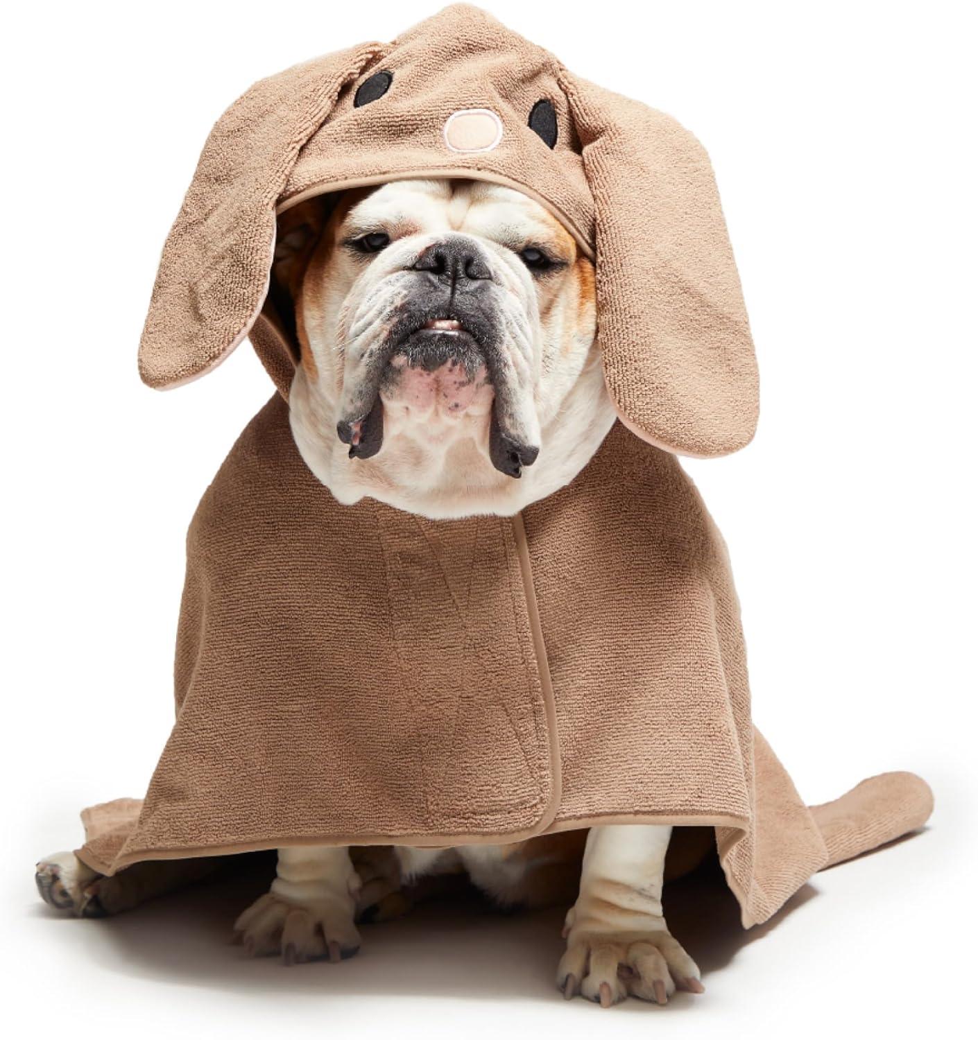 imageBarkbox Dog Bathrobe Fast Drying with Hook and Loop Closure amp Wrap Tie Snuggle Cute Dogs Clothes Easy to Clean Machine Washable Dog Coats and Tumble Dry Low  Lion LargeBunny