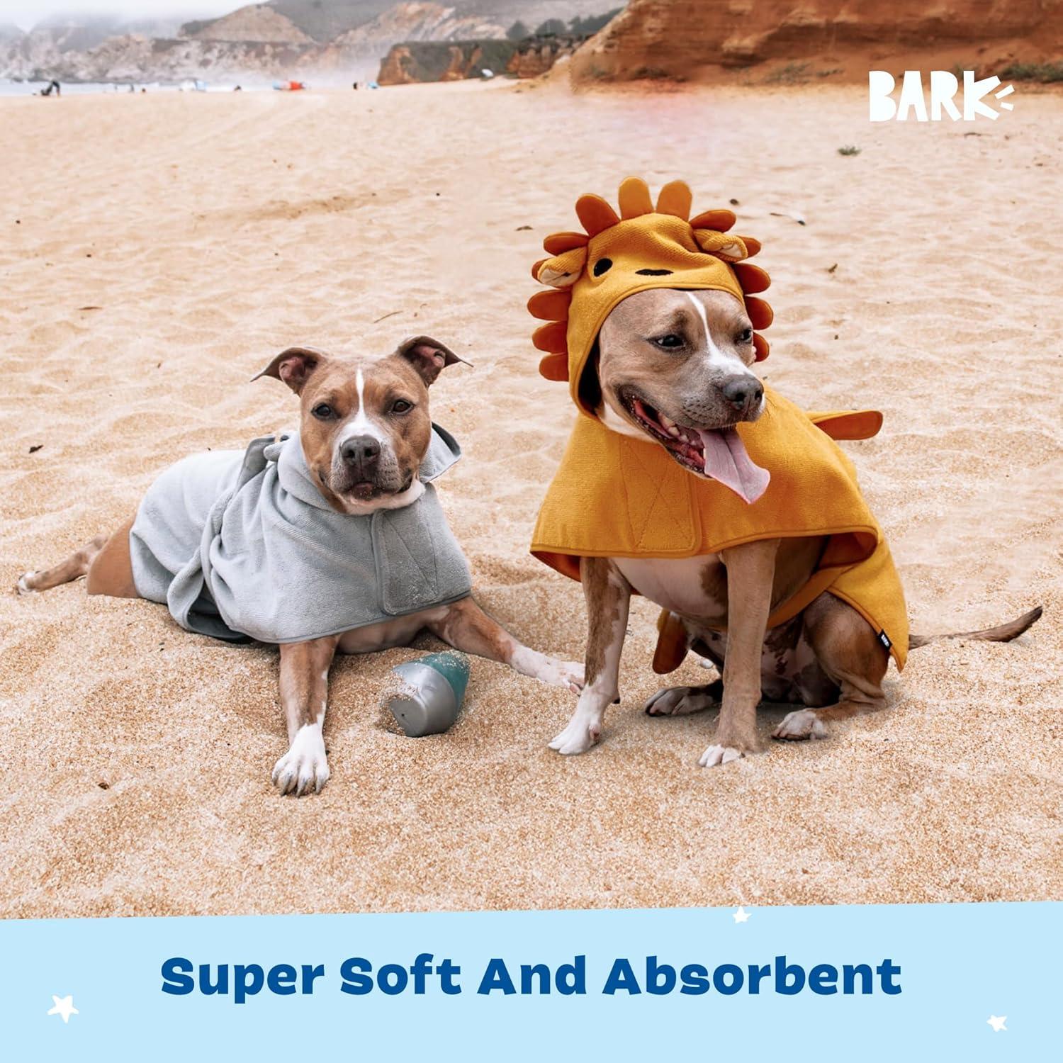 imageBarkbox Dog Bathrobe Fast Drying with Hook and Loop Closure amp Wrap Tie Snuggle Cute Dogs Clothes Easy to Clean Machine Washable Dog Coats and Tumble Dry Low  Lion LargeLionRhino
