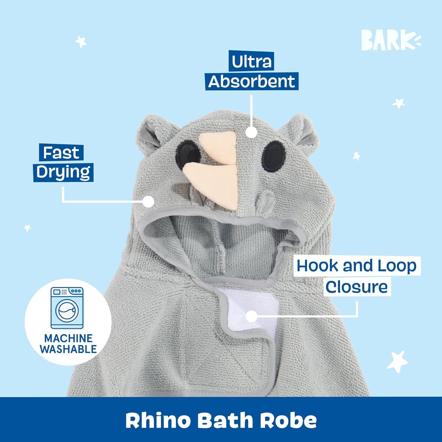imageBarkbox Dog Bathrobe Fast Drying with Hook and Loop Closure amp Wrap Tie Snuggle Cute Dogs Clothes Easy to Clean Machine Washable Dog Coats and Tumble Dry Low  Lion LargeRhino