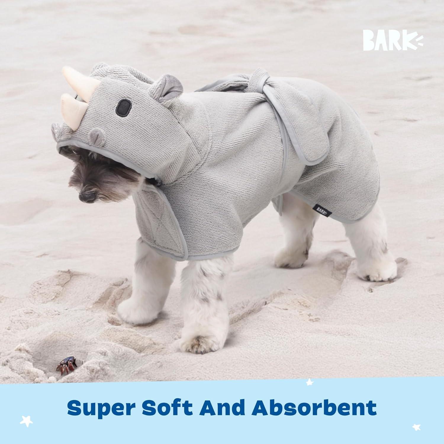 imageBarkbox Dog Bathrobe Fast Drying with Hook and Loop Closure amp Wrap Tie Snuggle Cute Dogs Clothes Easy to Clean Machine Washable Dog Coats and Tumble Dry Low  Lion LargeRhino