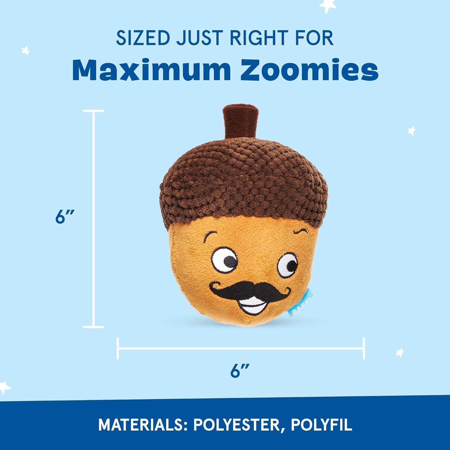 imageBarkbox Dog Toy 2 in 1 Interactive Plush Exterior with Squeaker amp Textured Material Tearable Dog Toy with Squeaky Spikey Ball Inside Ideal for Toy Destroyers  Monsieur Acorn LargeMonsieur Acorn  Large