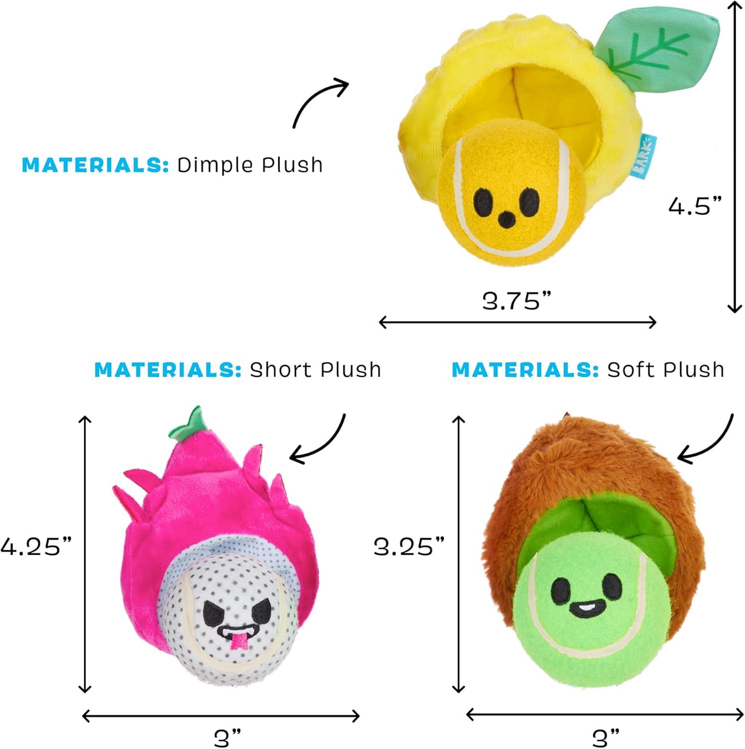 imageBarkbox Dog Toys  Fruity Cutie Tropical Trio Squeaker Ball Interactive Chew Toys  Durable amp Tough Tennis Balls Training Exercise amp Beating Boredom  Stimulating Plush SmallSmall