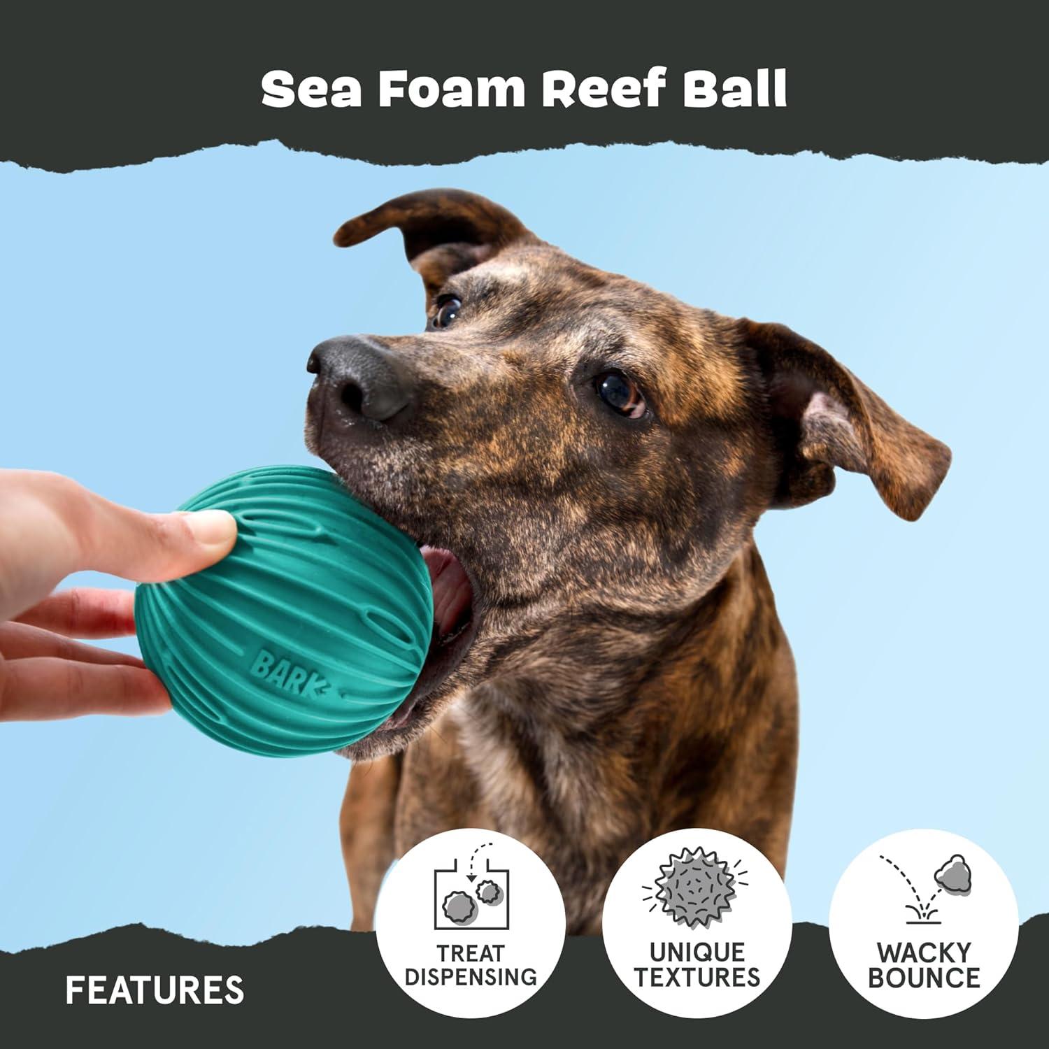 imageBarkbox Sea Foam Reef Ball Treat Dispensing Toy for Large Dogs Perfect for FunFilled Stimulation and Interactive PlaytimeSea Foam Reef Ball