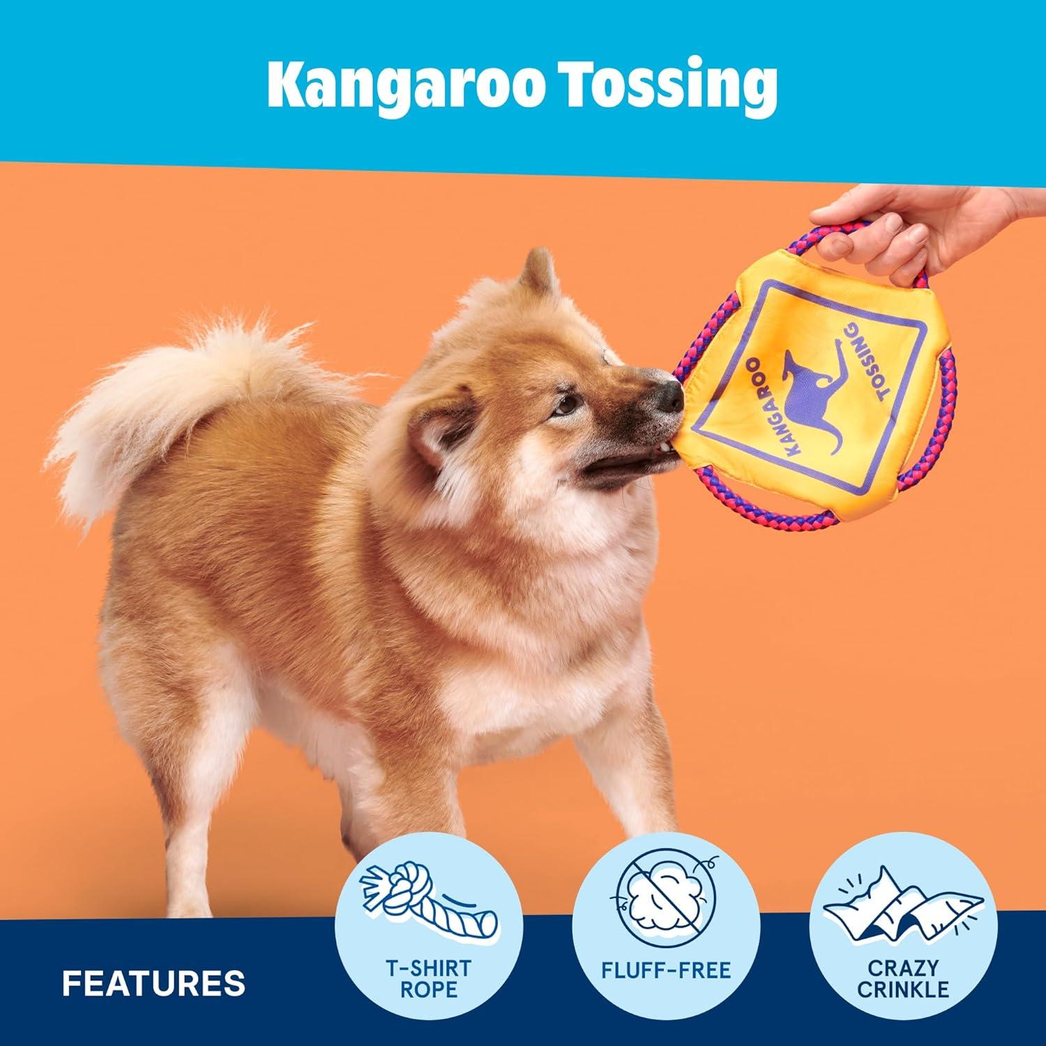 imageBarkbox Signore Pizza Face Dog Toy  FluffFree Crinkle Pizza Toy with TShirt Rope  Durable Dog Toys Dogs amp Puppy EssentialsKangaroo Tossing