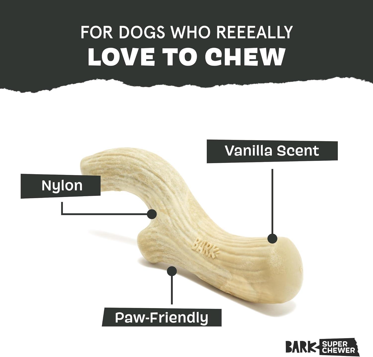 imageBarkbox Super Chewer Tough Dog Chew Toys for Aggressive Chewers Dental Stimulating T Bone  LargeBig Game Antler  Large