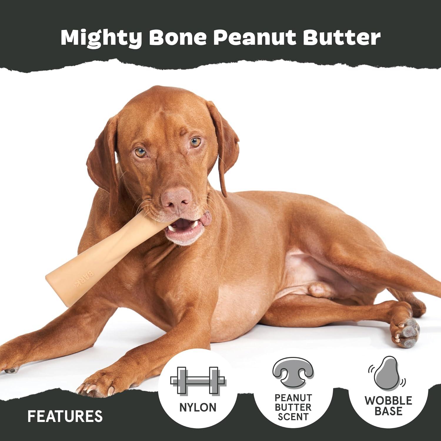 imageBarkbox Super Chewer Tough Dog Chew Toys for Aggressive Chewers Dental Stimulating T Bone  LargeMighty Bone PB  Large