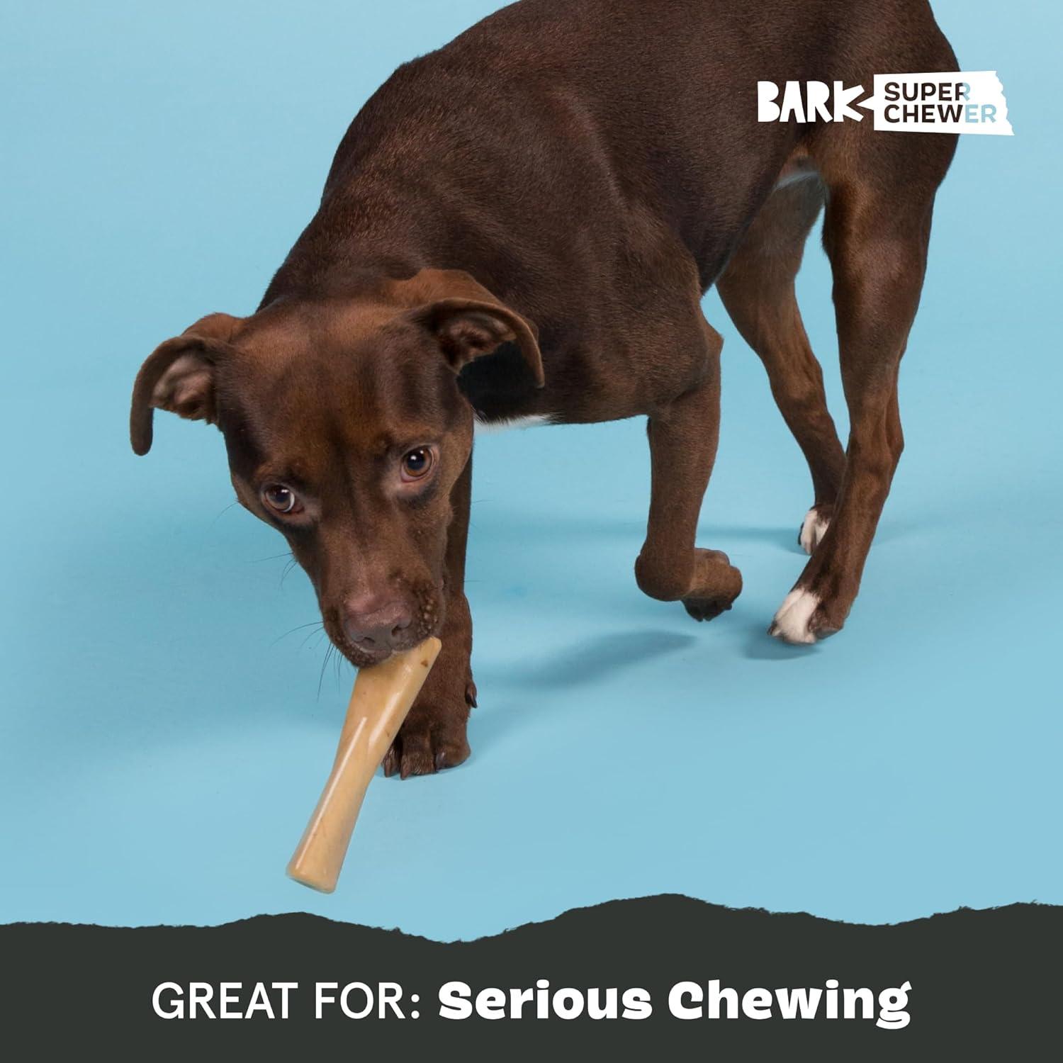 imageBarkbox Super Chewer Tough Dog Chew Toys for Aggressive Chewers Dental Stimulating T Bone  LargeMighty Bone PB  Small