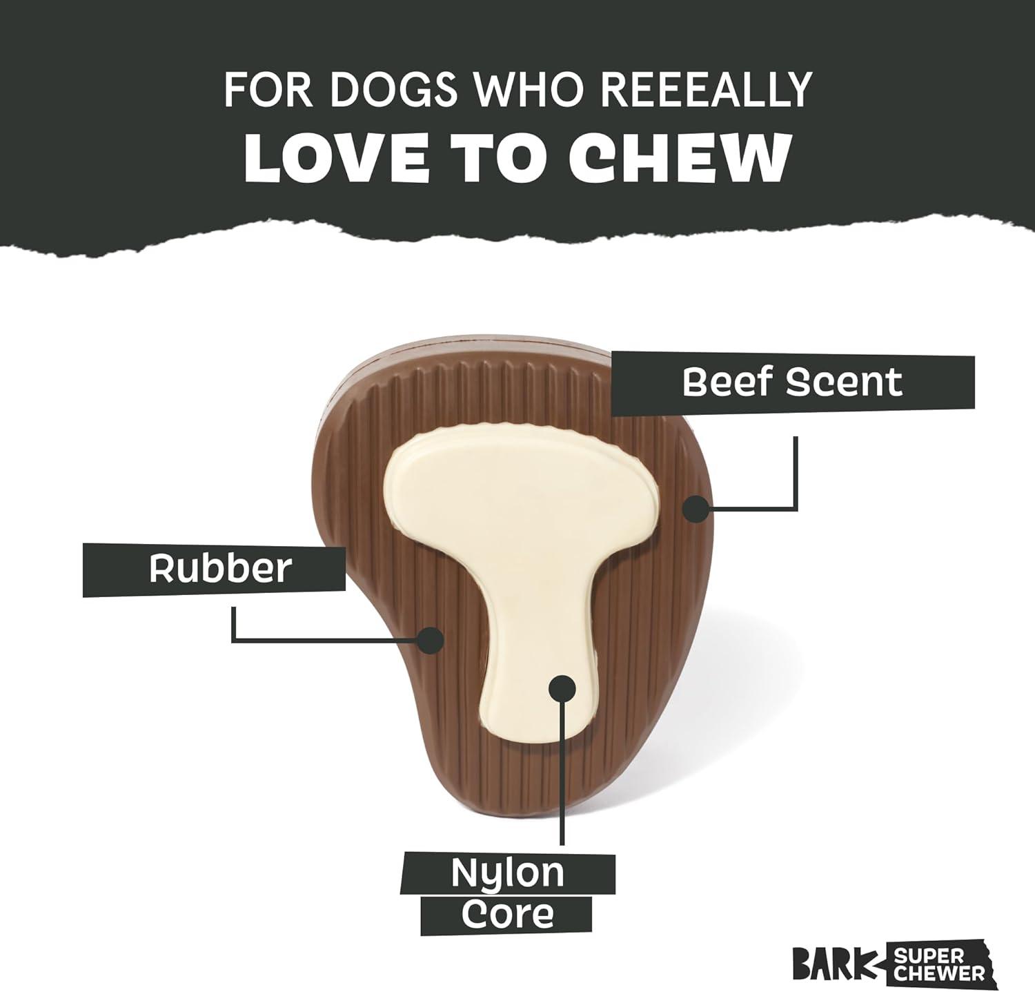 imageBarkbox Super Chewer Tough Dog Chew Toys for Aggressive Chewers Dental Stimulating T Bone  LargeMr TBone  Large