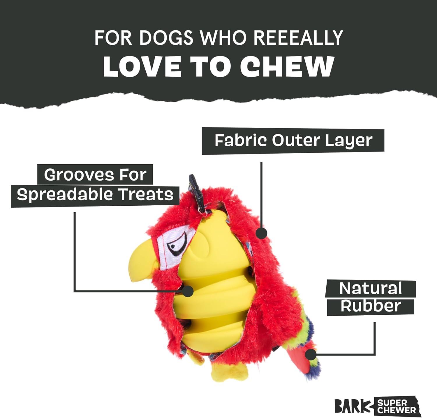 imageBarkbox Super Chewer Tough Dog Chew Toys for Aggressive Chewers Plush 2 Toys in 1 Parrot  LargeCaptain Parrot  Large