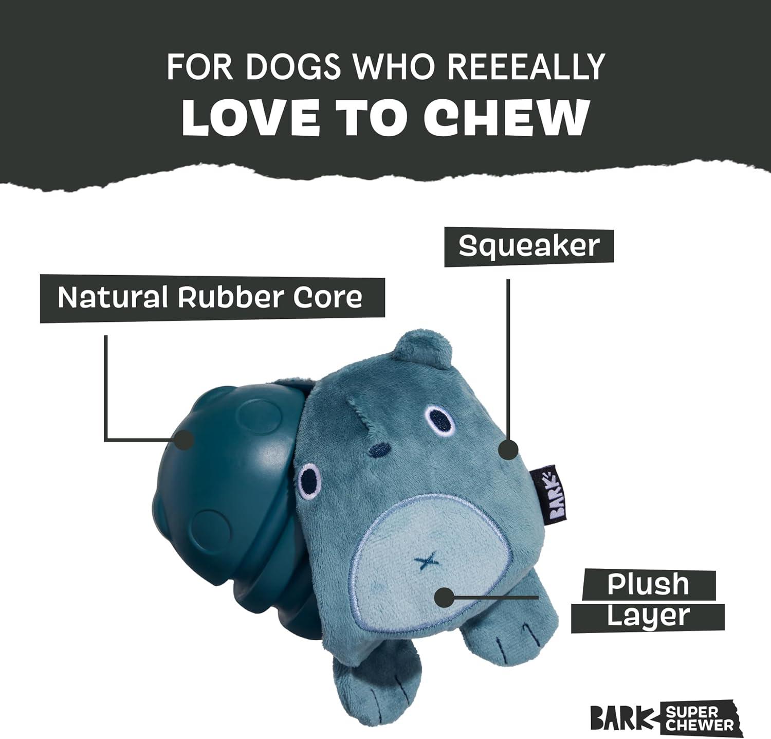 imageBarkbox Super Chewer Tough Dog Chew Toys for Aggressive Chewers Plush 2 Toys in 1 Parrot  LargeGrey Bear  Large