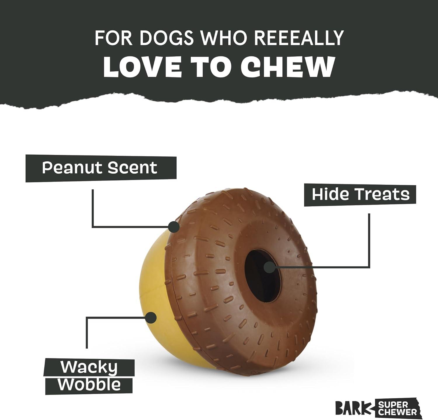 imageBarkbox Super Chewer Tough Dog Chew Toys for Aggressive Chewers Treat Dispensing CometSmallAcorn  Large