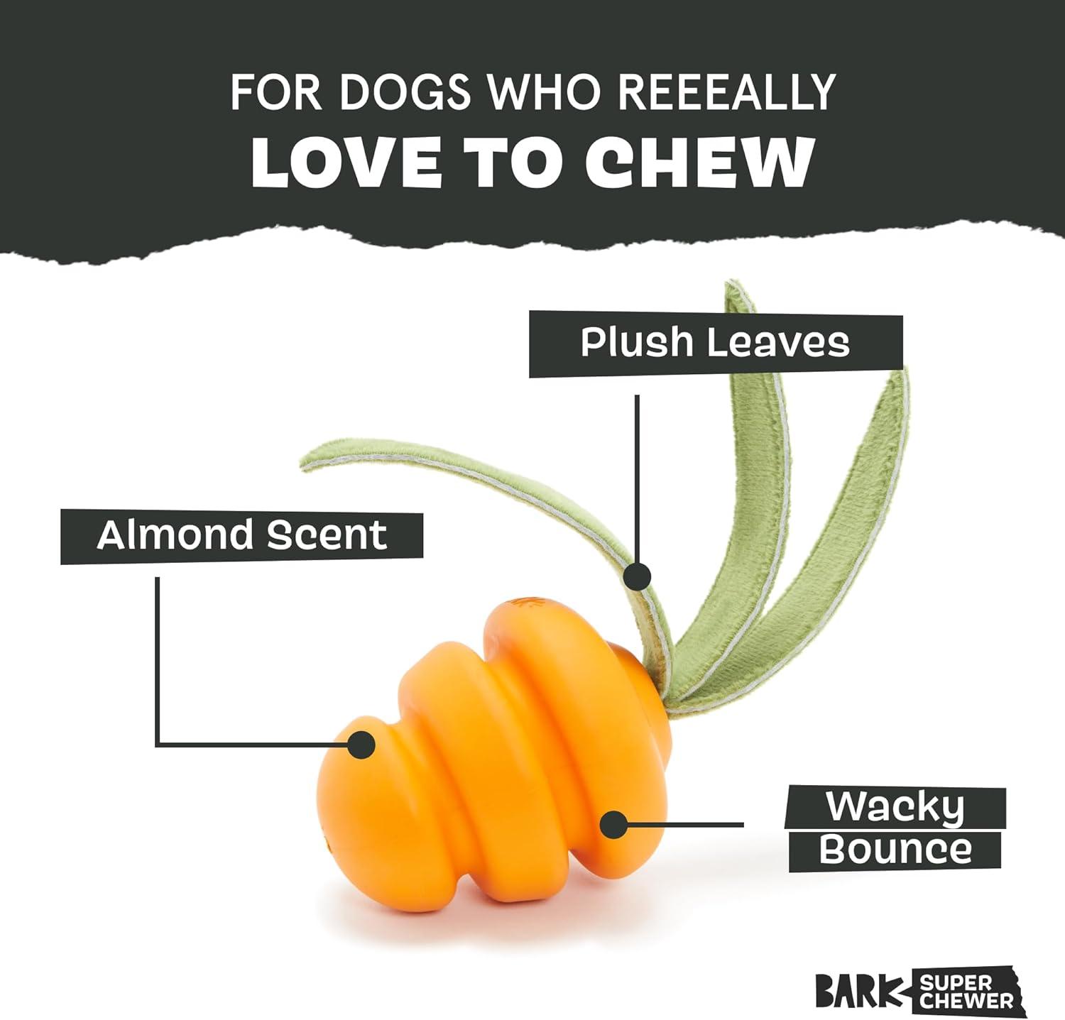 imageBarkbox Super Chewer Tough Dog Chew Toys for Aggressive Chewers Treat Dispensing CometSmallDeep Roots Carrot  Small