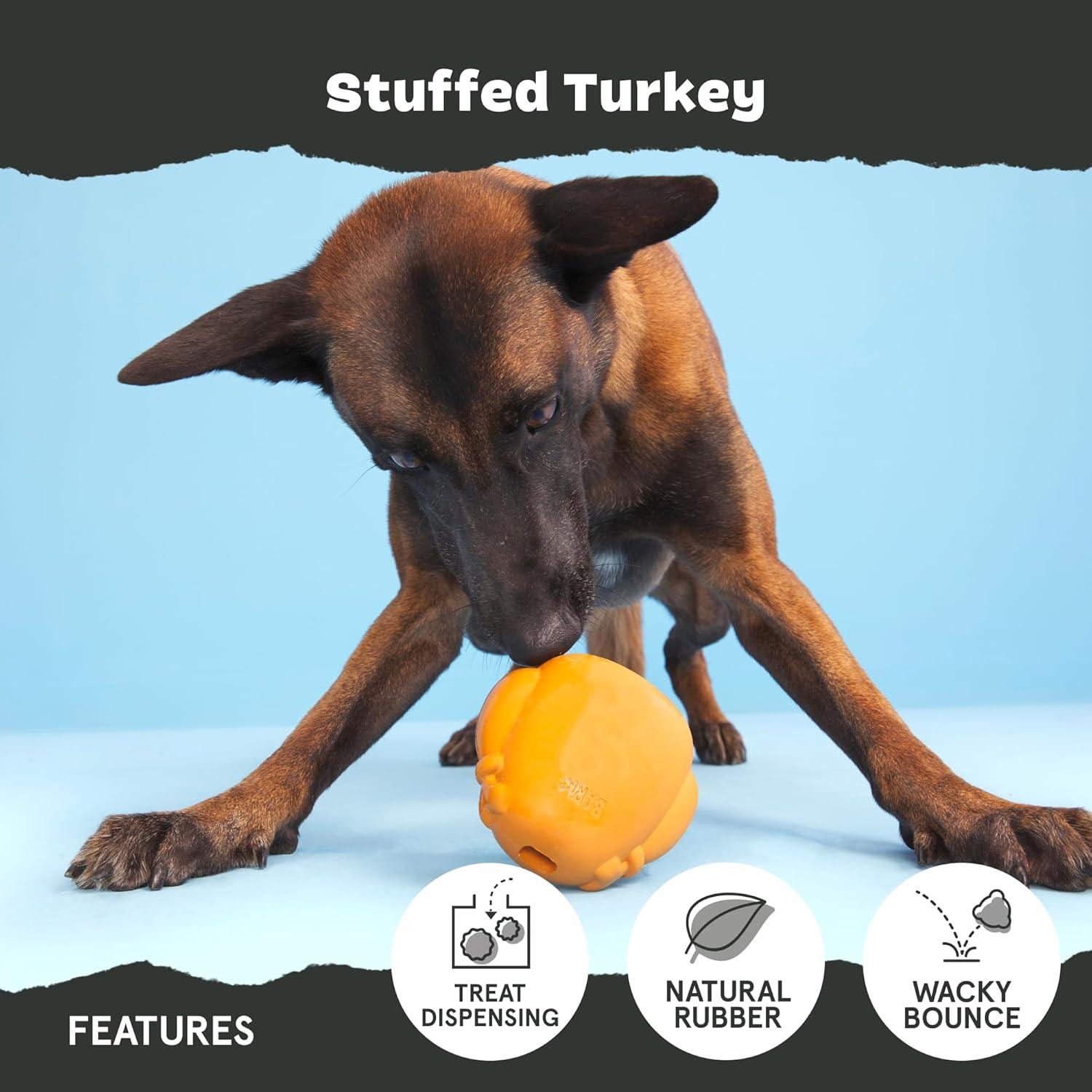 imageBarkbox Super Chewer Tough Dog Chew Toys for Aggressive Chewers Treat Dispensing CometSmallStuffed TurkeyLarge