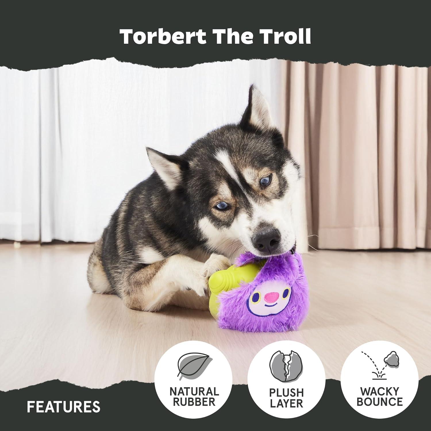 imageBarkbox Torbert The Troll Dog Toy for Small Dogs  Natural Rubber with Wacky Bounce  Perfect for Aggressive Chewers and LongLasting PlaytimeTorbert The TrollLarge