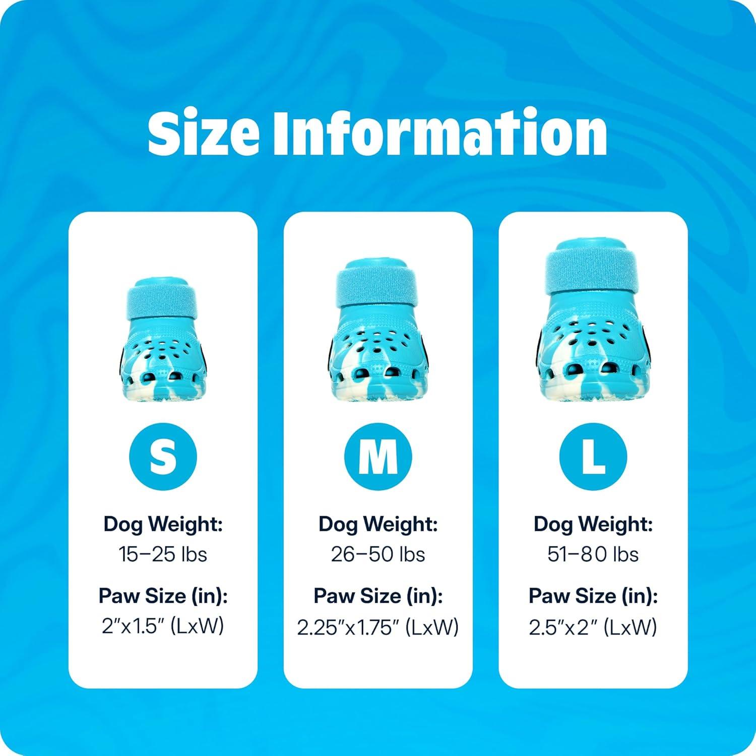 imageBarkbox Yellow Crocs Dog Shoes  Set of 4 GlowinTheDark Dog Booties with EVA Foam Adjustable Strap amp NonSlip Sole  Comfortable Paw Protection for Large Breeds 5180 lbsAqua