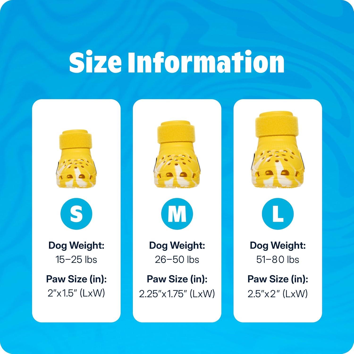 imageBarkbox Yellow Crocs Dog Shoes  Set of 4 GlowinTheDark Dog Booties with EVA Foam Adjustable Strap amp NonSlip Sole  Comfortable Paw Protection for Large Breeds 5180 lbsYellow