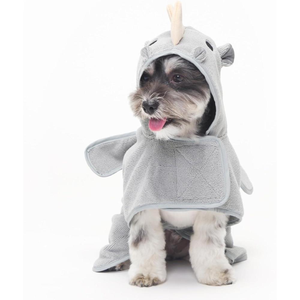 imageBarkbox Dog Bathrobe Fast Drying with Hook and Loop Closure amp Wrap Tie Snuggle Cute Dogs Clothes Easy to Clean Machine Washable Dog Coats and Tumble Dry Low  Lion LargeRhino
