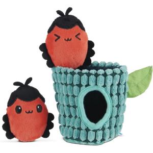 Barkbox Clown Fishing Around Plush Toy for Small Dogs – 2-Part Squeaky Toy with Treat-Hiding Fun – Perfect for Interactive Play and Mental Stimulation(Bao & Bab-X-small)