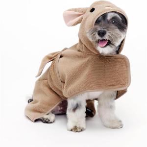 Barkbox Dog Bathrobe Fast Drying with Hook and Loop Closure & Wrap Tie Snuggle, Cute Dogs Clothes, Easy to Clean, Machine Washable, Dog Coats and Tumble Dry Low – Lion, Large(Bunny)