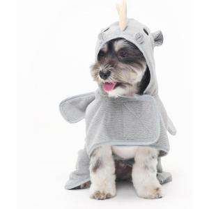 Barkbox Dog Bathrobe Fast Drying with Hook and Loop Closure & Wrap Tie Snuggle, Cute Dogs Clothes, Easy to Clean, Machine Washable, Dog Coats and Tumble Dry Low – Lion, Large(Rhino)