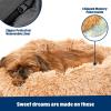 Barkbox Dog Bed, 2-in-1 Memory Foam Donut Cuddler Dog and Cat Bed, Calming Orthopedic Joint Relief Fur Crate Lounger for Pets, Machine Washable + Removable Cover, Waterproof Lining, Includes Toy(Sand)
