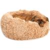 Barkbox Dog Bed, 2-in-1 Memory Foam Donut Cuddler Dog and Cat Bed, Calming Orthopedic Joint Relief Fur Crate Lounger for Pets, Machine Washable + Removable Cover, Waterproof Lining, Includes Toy(Sand)