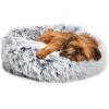 Barkbox Dog Bed, 2-in-1 Memory Foam Donut Cuddler Dog and Cat Bed, Calming Orthopedic Joint Relief Fur Crate Lounger for Pets, Machine Washable + Removable Cover, Waterproof Lining, Includes Toy(Grey)